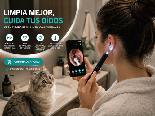 Otoscopio Limpiador WiFi 1080p HD - Cámara Inalámbrica